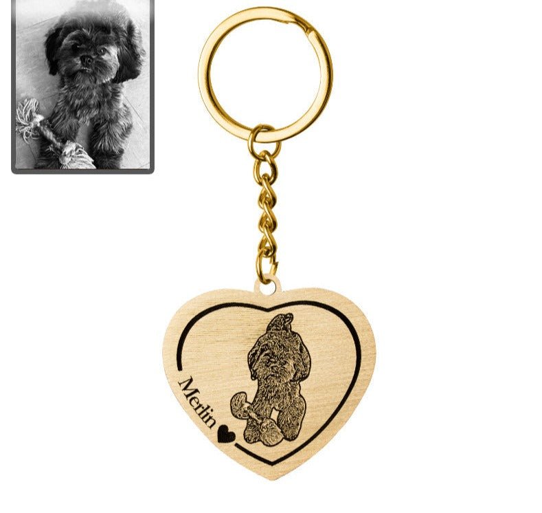 Porte-clés Silhouette de chien coeur